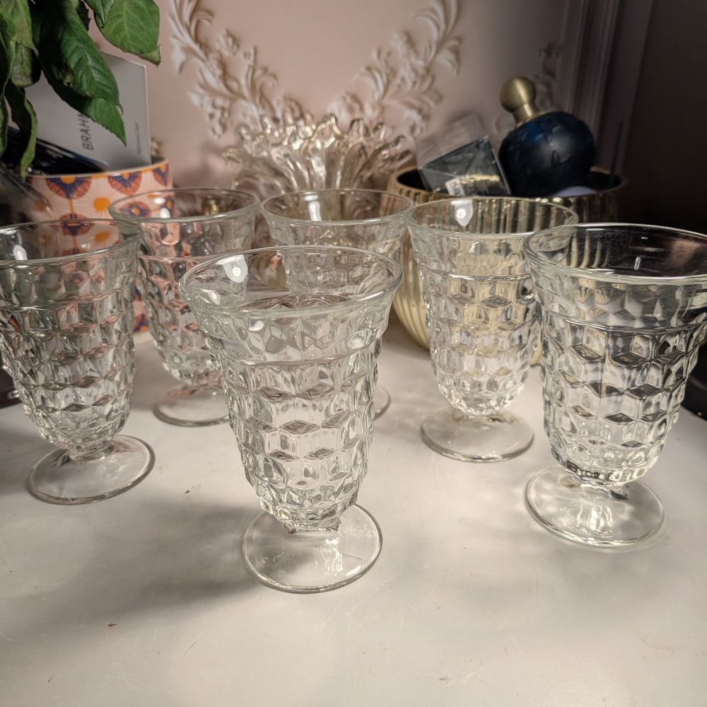 Crystal Clear Textured Glass Goblet Set